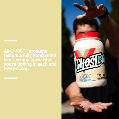 GHOST Whey Protein Powder, Cinnabon - 2LB, 25G of Protein - Cinnamon Roll Flavored Isolate, Concentrate & Hydrolyzed Whey Protein Blend - Post Workout Shakes - Soy & Gluten Free