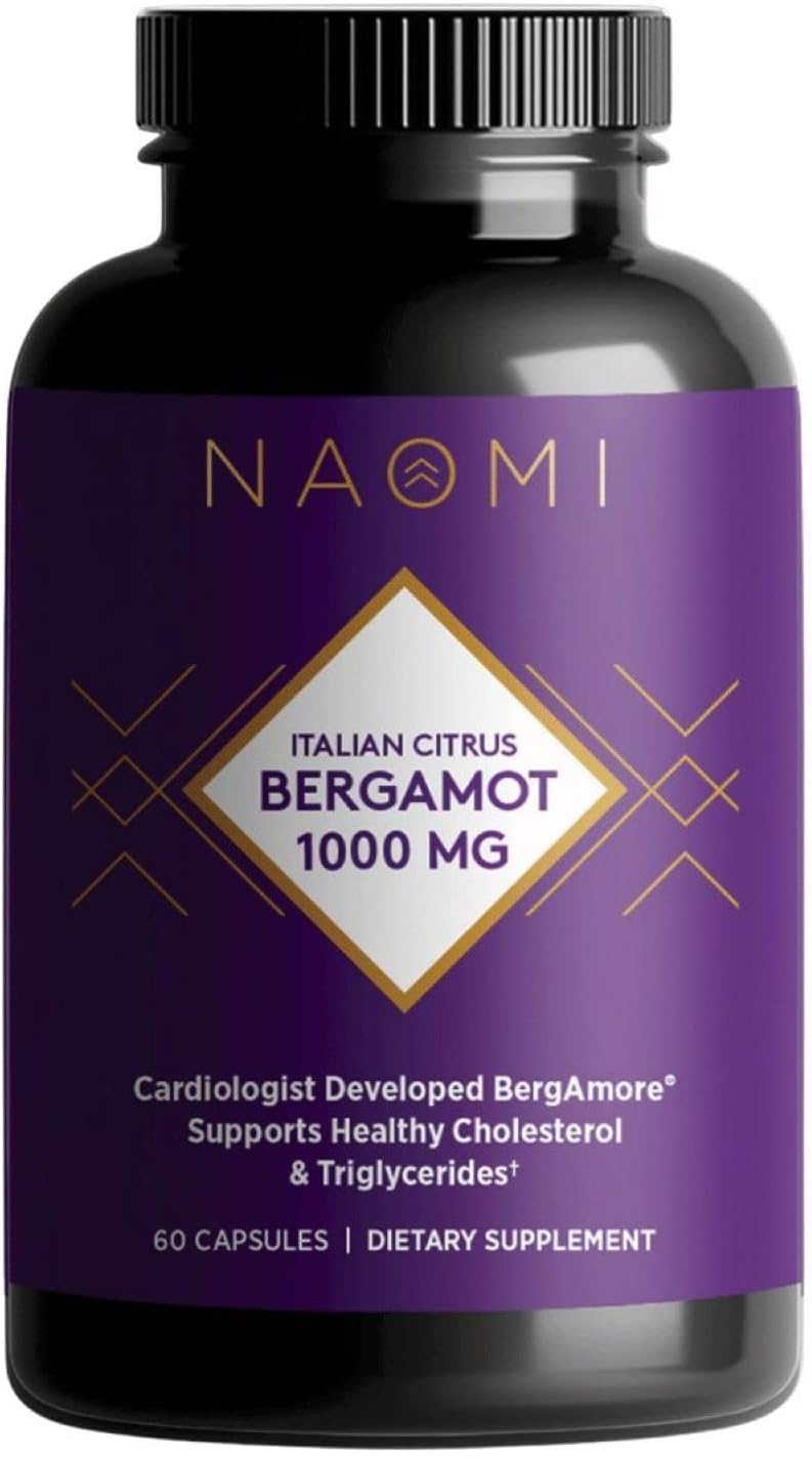 NAOMI Italian Citrus Bergamot 1000mg Extra Strength - Supports Healthy Cholesterol & Triglyceride Levels Already in Normal Range - Patented BergAmore® Extract, 7 Key Polyphenols, 30-Day Supply