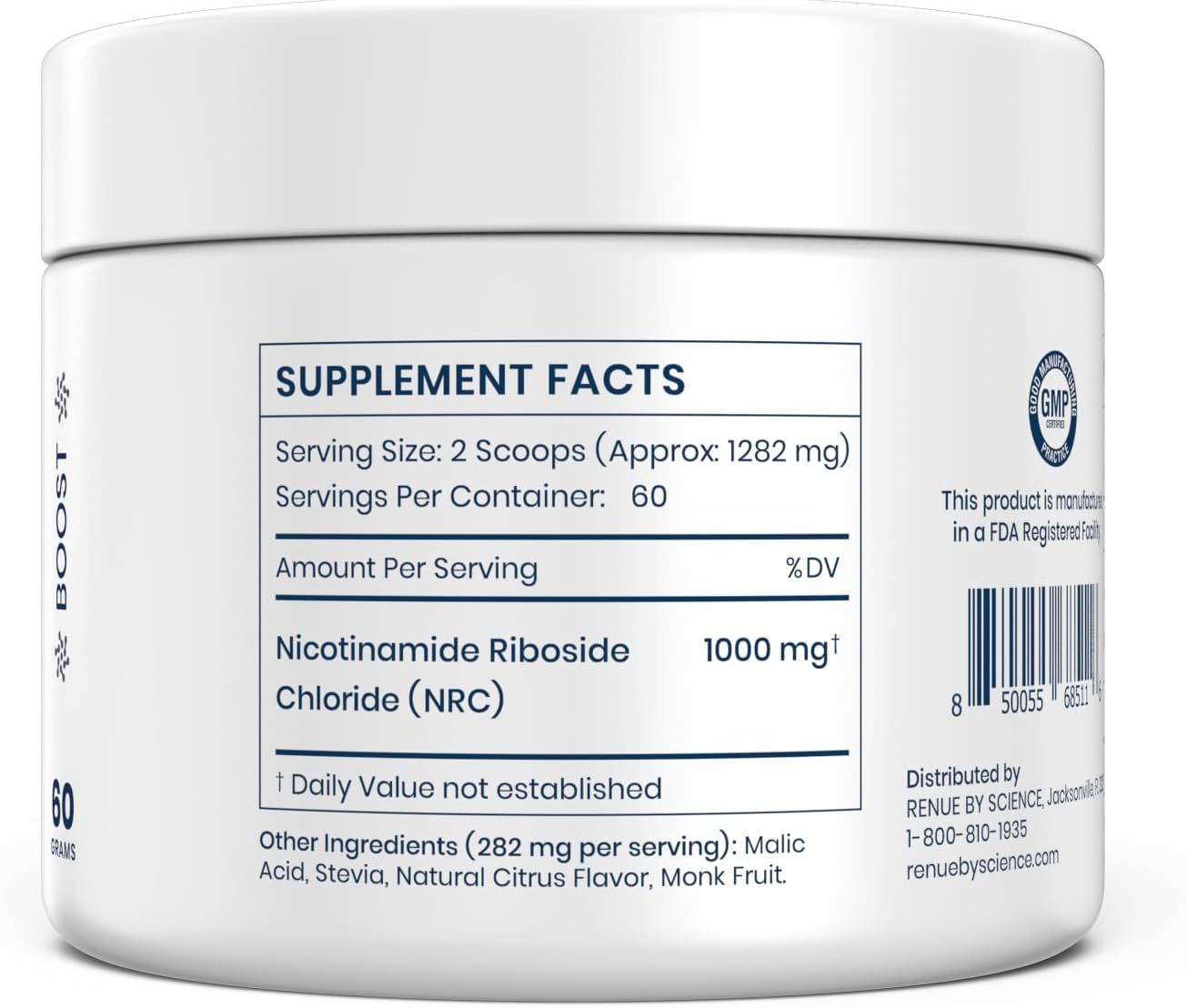 Renue By Science Nicotinamide Riboside | 1000mg Nicotinamide Powder - High Strength NR NAD Powder Sublingual Citrus Burst Flavor | Manufactured in the USA & Third-Party Tested | 60 Servings