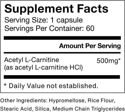 Momentous Acetyl L-Carnitine - Brain Function & Cognitive Support Supplement - Boosts Mental Clarity & Energy Production - NSF Certified for Sport - 500 mg - 60 Servings