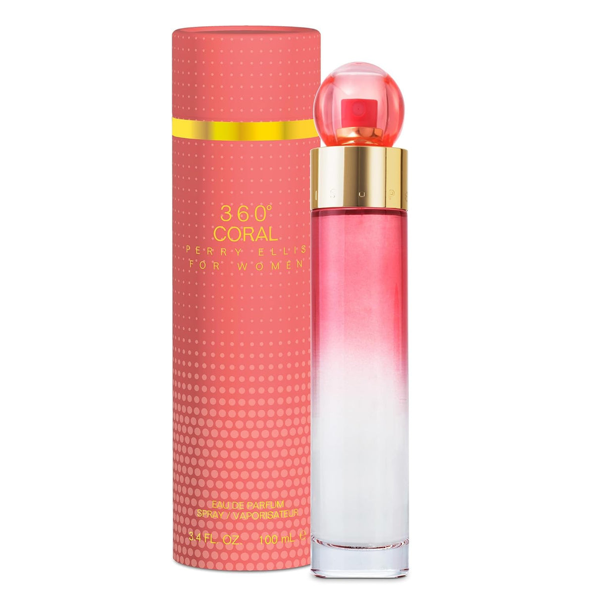 Perry Ellis 360° Coral Eau De Parfum Spray for Women, 3.4 Fl Oz (100 mL)