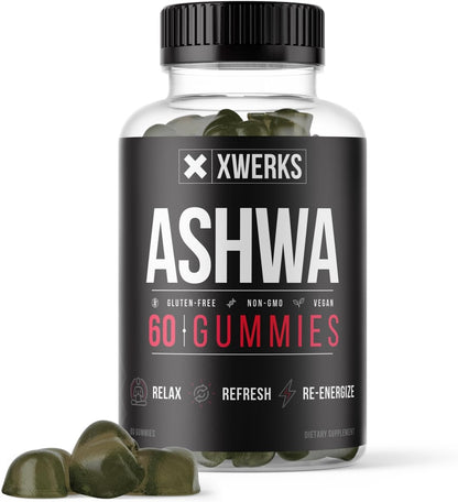 Xwerks Ashwagandha Gummies, Extra Strength 1500 mg Per Serving, Ashwagandha for Women and Men, Vegan Gluten Free, Non GMO, Vitamins and Supplements, Traditional Adaptogenic Herbal Supplement 60 Count