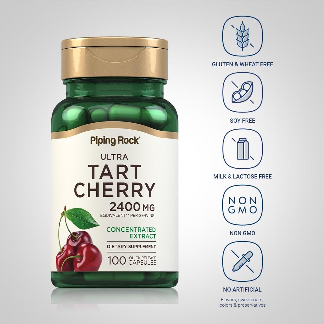 Piping Rock Tart Cherry Capsules | 100 Count | Concentrated Extract | Non-GMO, Gluten Free Supplement