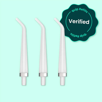 quip Water Flosser with Tip Refills Product Bundle - Cordless Water Flosser with Adjustable Pressure and Refill Tips - Black, 3 CT