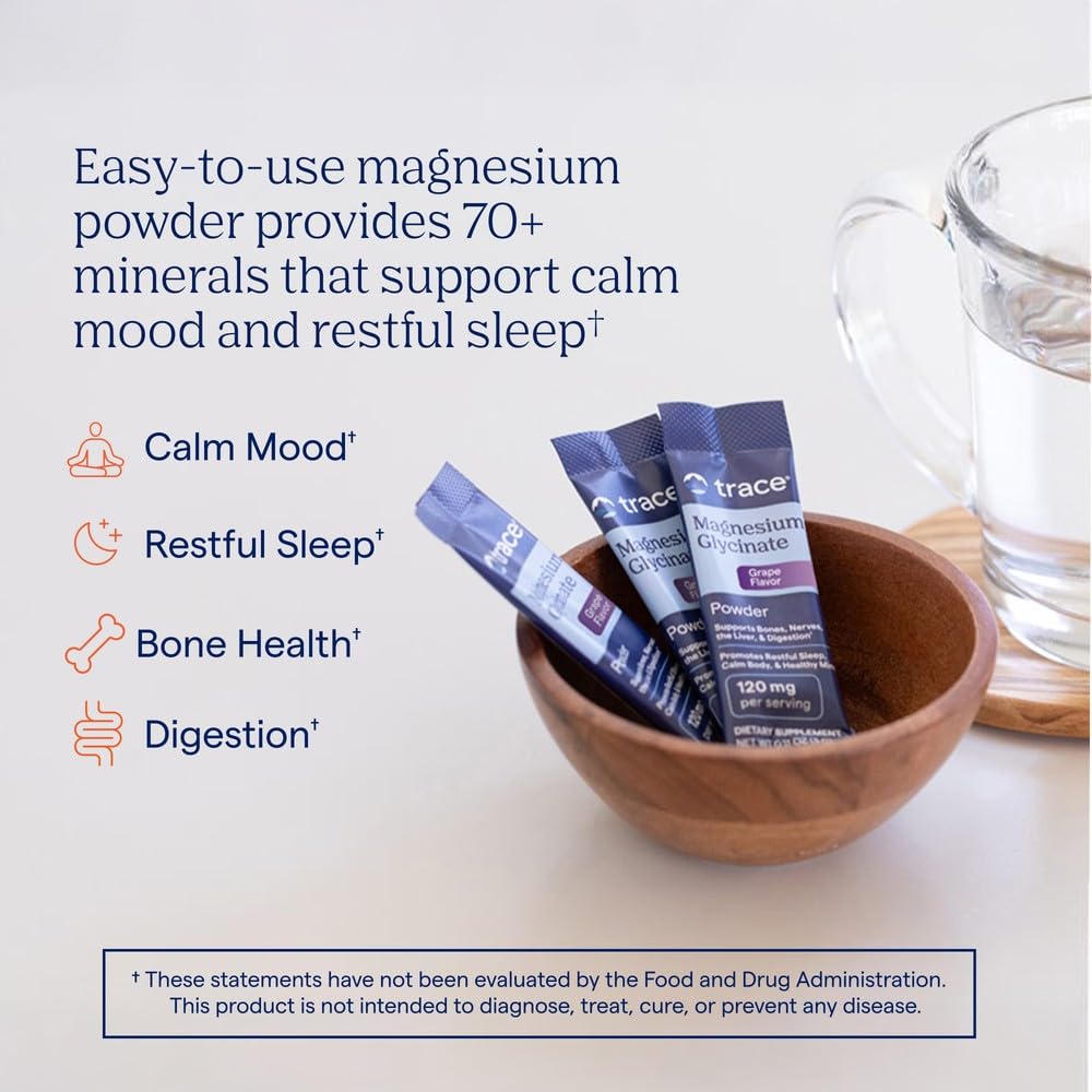Trace Minerals Magnesium Glycinate, Mixed Berry Lemonade, 30 Stick Packs