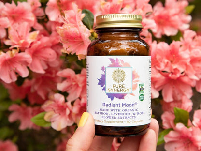 Pure Synergy Radiant Mood | Natural Mood and Sleep Supplement with Organic Saffron | with Saffron, Lemon Balm, and Magnolia Bark | for Sleep, and Stress Support (60 Capsules)