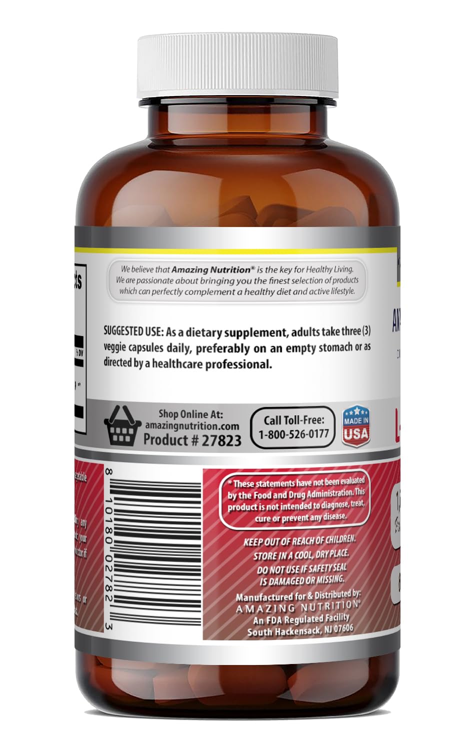 Amazing Formulas Acetyl L-Carnitine | 1500 per Serving Supplement | Vegetarian Capsules | Non-GMO | Gluten-Free | Made in USA (1 Pack | 120 Count)