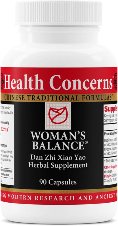 Health Concerns Woman's Balance – Herbal PMS Support Supplement for Women – Menstrual Cycle & Menopause Relief – Chinese Herbal Formula – Mood Support & Hormonal Balance – 90 Capsules