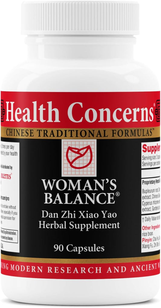 Health Concerns Woman's Balance – Herbal PMS Support Supplement for Women – Menstrual Cycle & Menopause Relief – Chinese Herbal Formula – Mood Support & Hormonal Balance – 90 Capsules