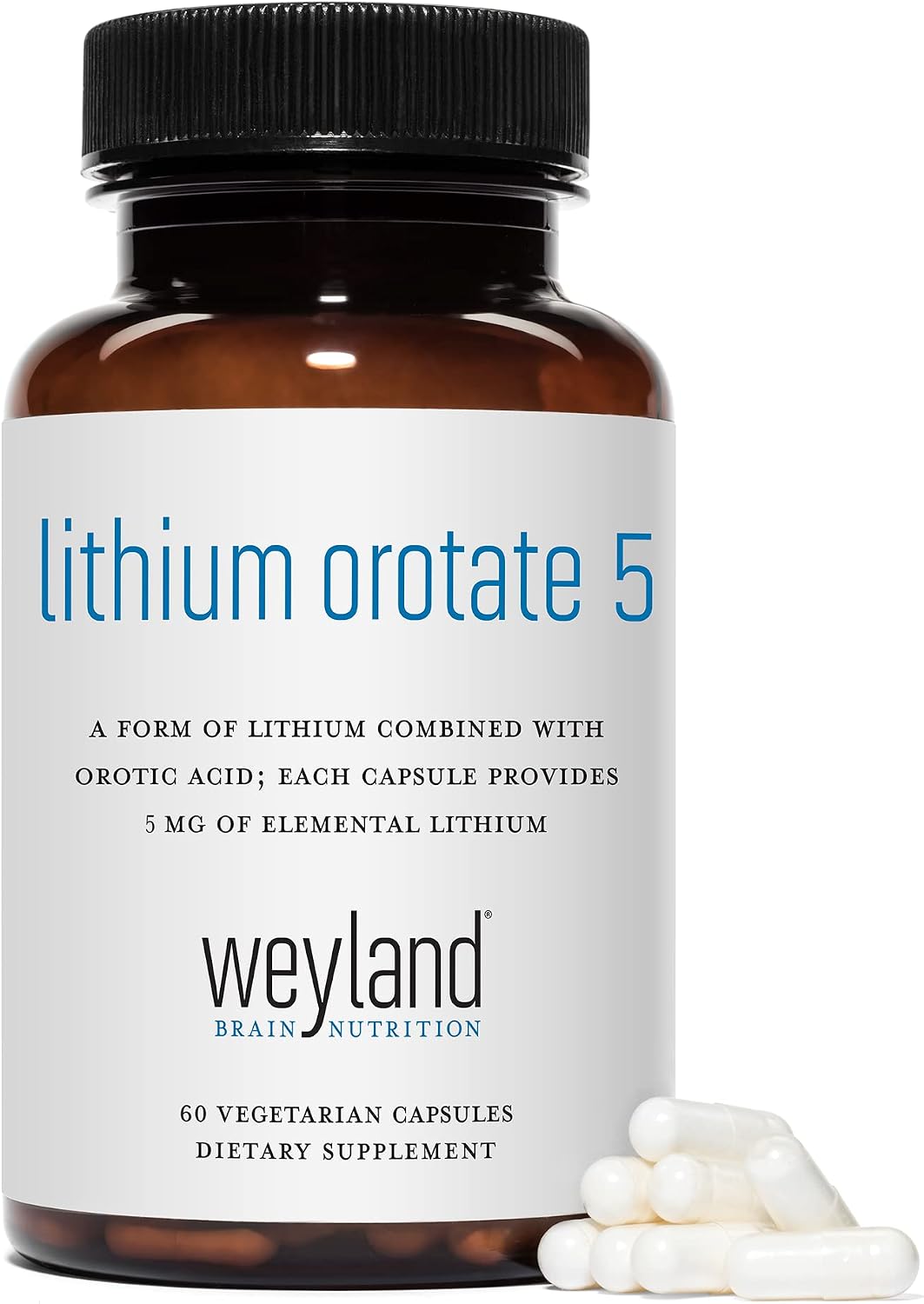 Lithium Orotate - 5mg of Elemental Lithium, 60 Vegetarian Capsules (Pack of 2)