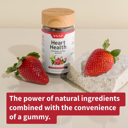 Snap Supplements Heart Health Gummies, CoQ10, Sugar-Free, 60 Vegan Gummies | Blood Circulation Supplements, Heart Health Supplements, Blood Flow Supplement, Gluten-Free, Non-GMO, Grapeseed, Blueberry