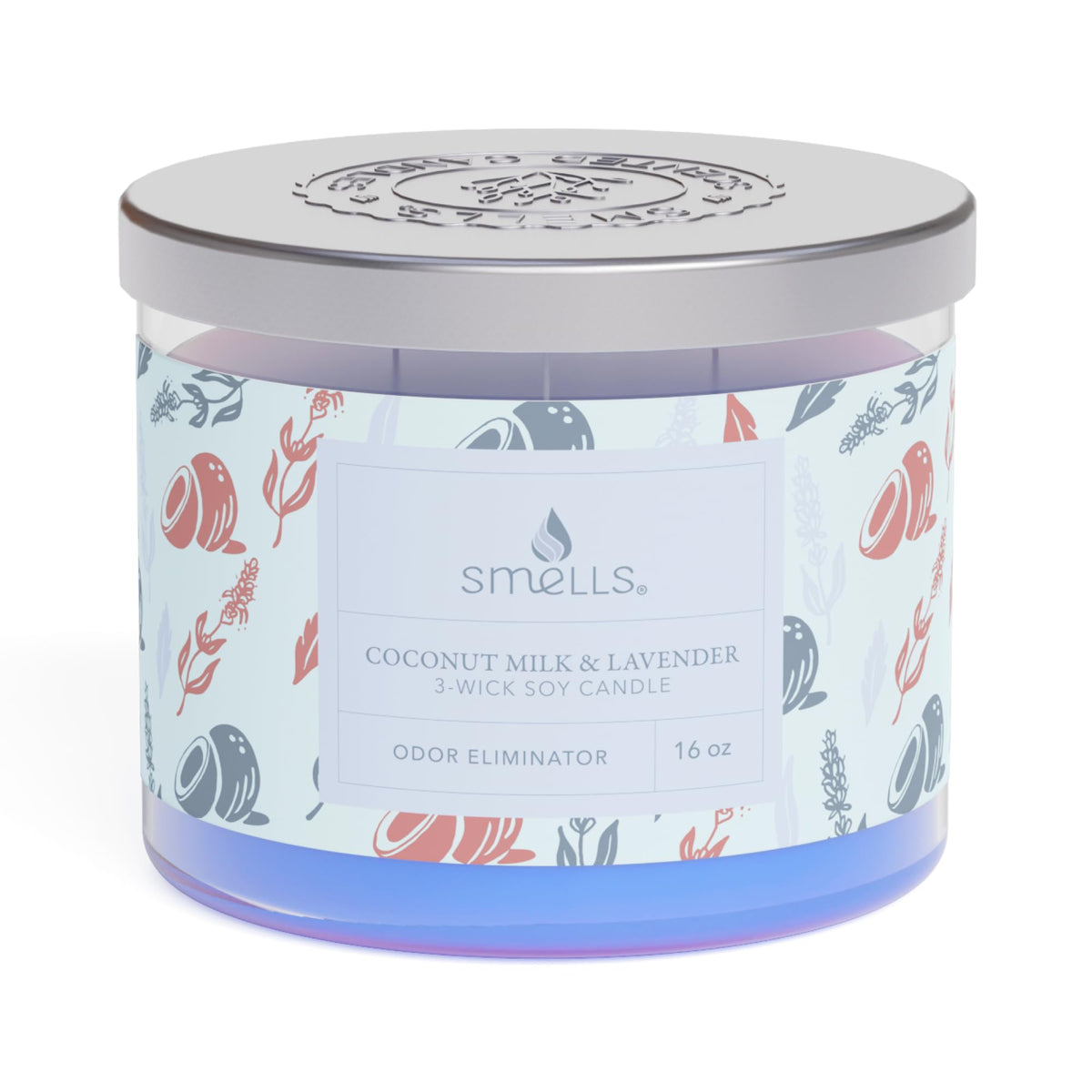 Smells - Odor Eliminator - Premium Soy Wax Jar Scented Candle 12oz. and 16oz. - 100% Cotton Single Wick