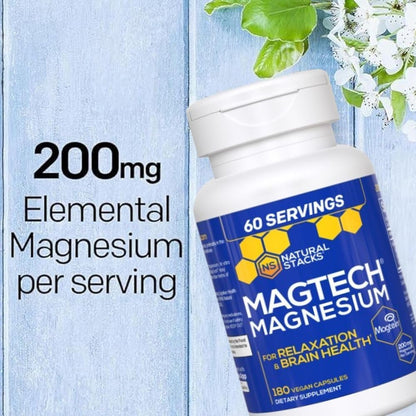 Magtech Magnesium Capsules + Hydration Creatine Powder Lemon Lime Bundle - 3 Forms of Magnesium - Featuring Magtein L-Threonate - Brain Health & Hydration Support* - 74 Total Servings