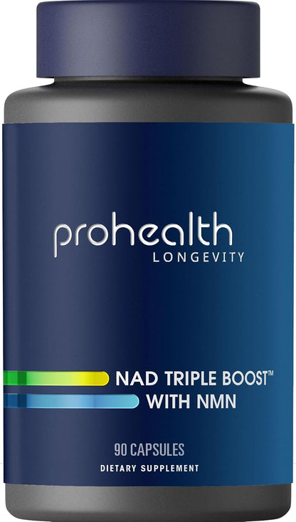 ProHealth NAD Triple Boost™ with NMN 500mg and NMNH 100 mg Plus Apigenin and Trans-Resveratrol. Promotes Longevity, Heart and Brain Health, Activates Sirtuins for Cellular Repair (30 Servings)