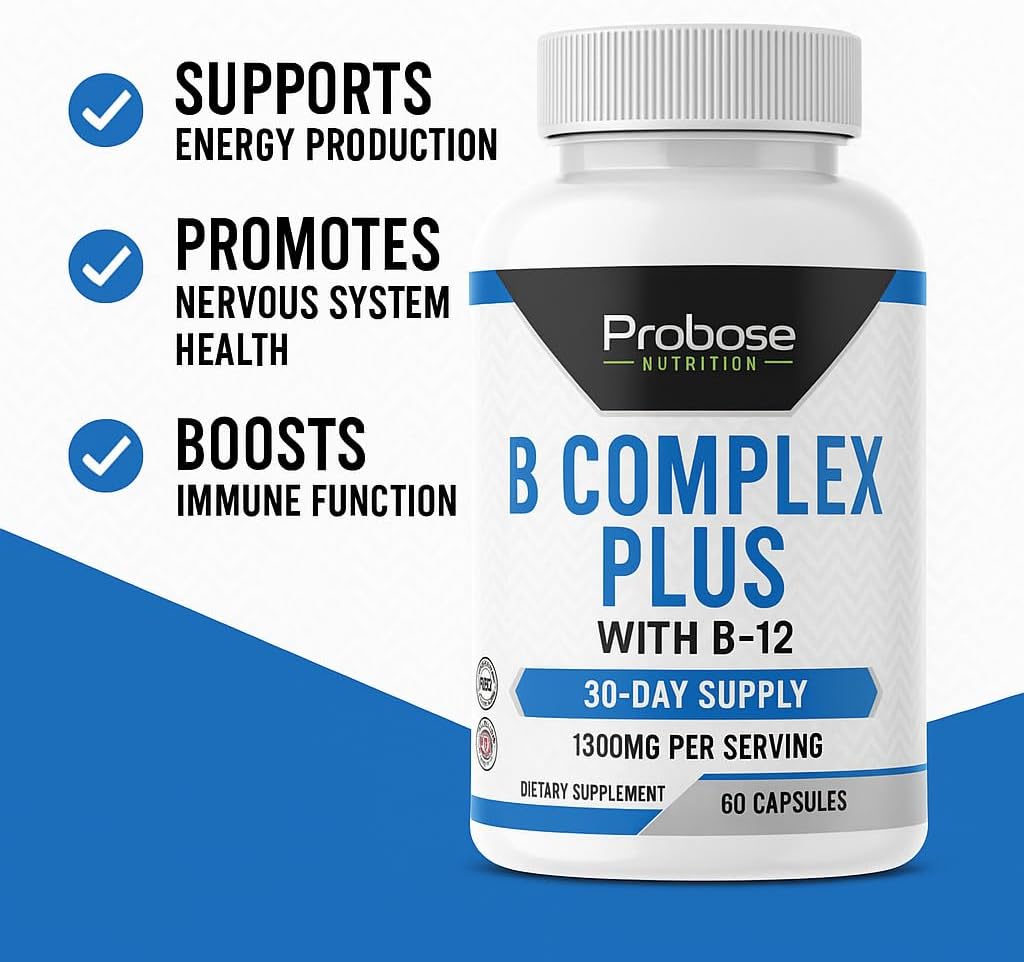 Probase Nutrition B Complex Plus with B-12 60 Capsules 30-Day Supply