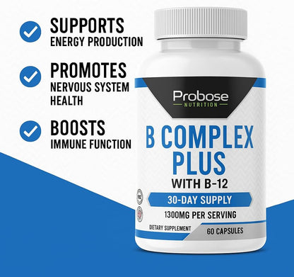 Probase Nutrition B Complex Plus with B-12 60 Capsules 30-Day Supply