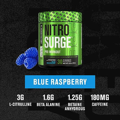 NITROSURGE Pre Workout Supplement - Energy Booster, Instant Strength Gains