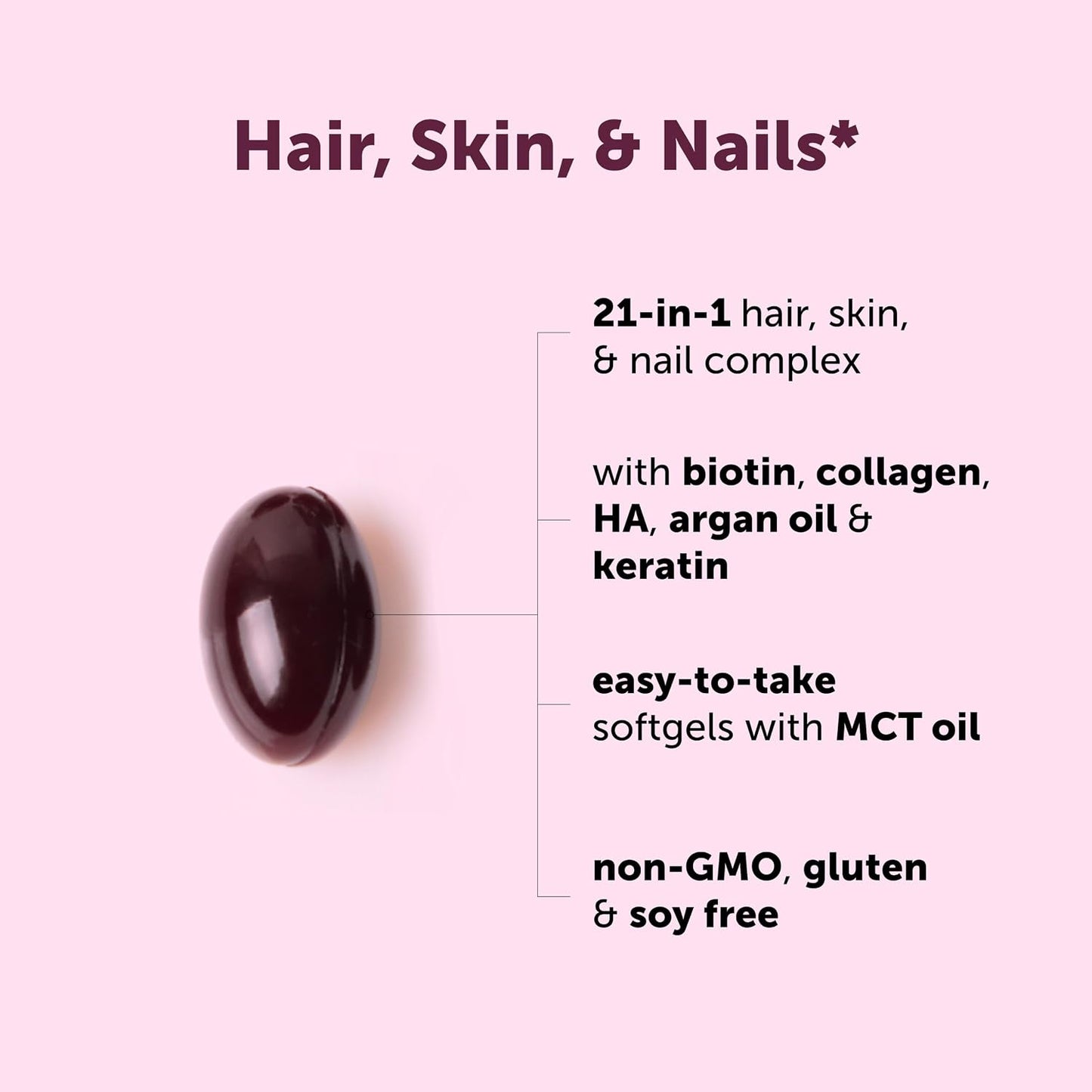 Hair Skin and Nails Vitamins for Women & Men | 400 Softgels with MCT Oil | 21-in-1 Argan Oil, Hyaluronic Acid, Collagen, Keratin & Biotin Supplement | 133-Day Supply | Non-GMO, Gluten Free
