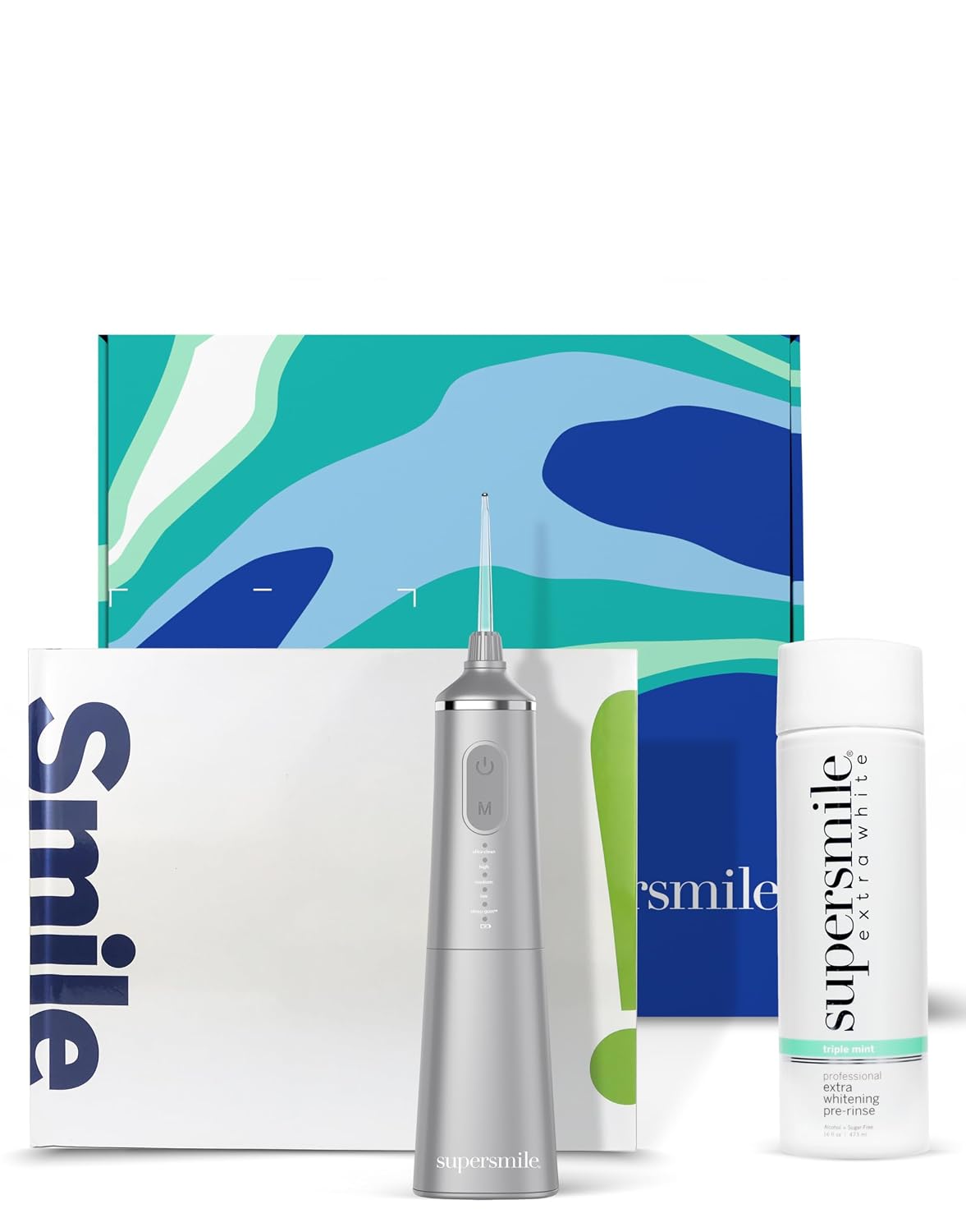 Supersmile Frosted Premium Self-Care Kit, Pre-Rinse + Water Flosser