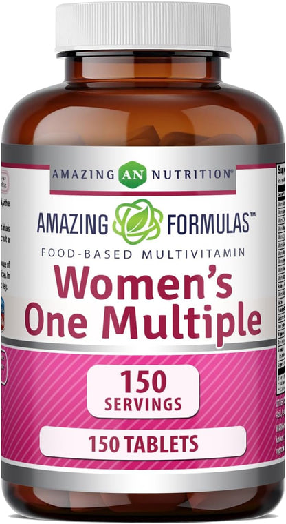 Amazing Formulas Women's One Multivitamin | Food Based | 150 Tablets, 5 Month Supply | Complete Blend of 40 Vitamins, Minerals & Probiotics Supplements | Non-GMO | Gluten-Free | Made in USA