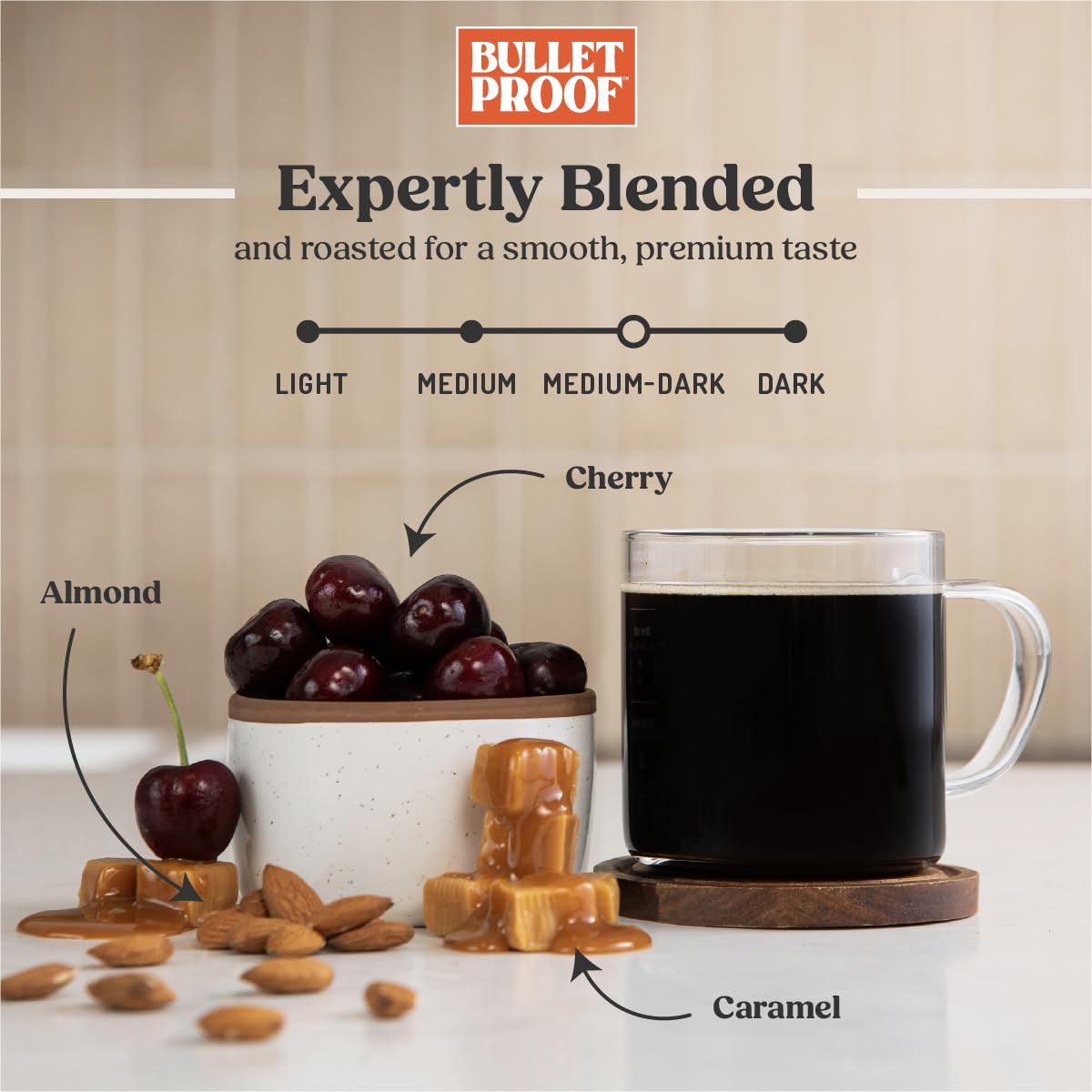 Bulletproof Original Medium Roast Whole Bean Coffee, 12 Ounces, Clean Coffee Tested for Toxins