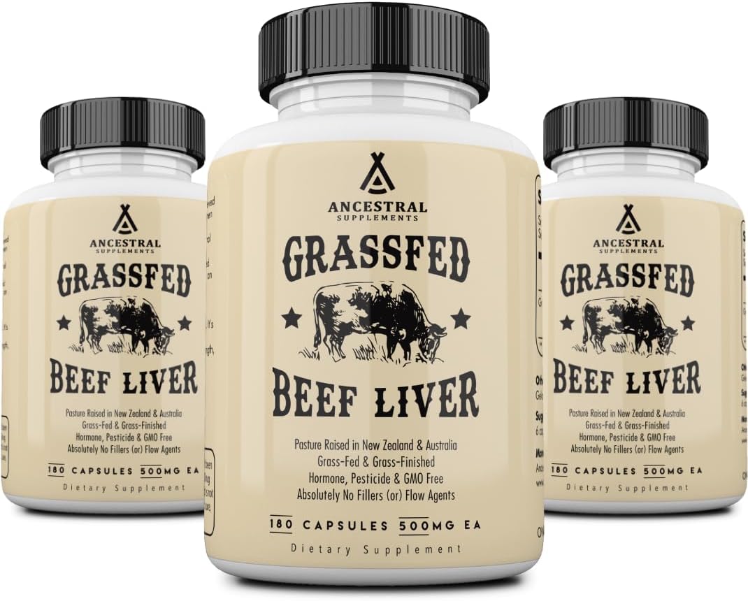 Ancestral Supplements Grass Fed Beef Liver Capsules, 180 Ct (3-Pack) | This freeze-dried beef liver supplement supports energy production, cleansing, digestion and immunity.