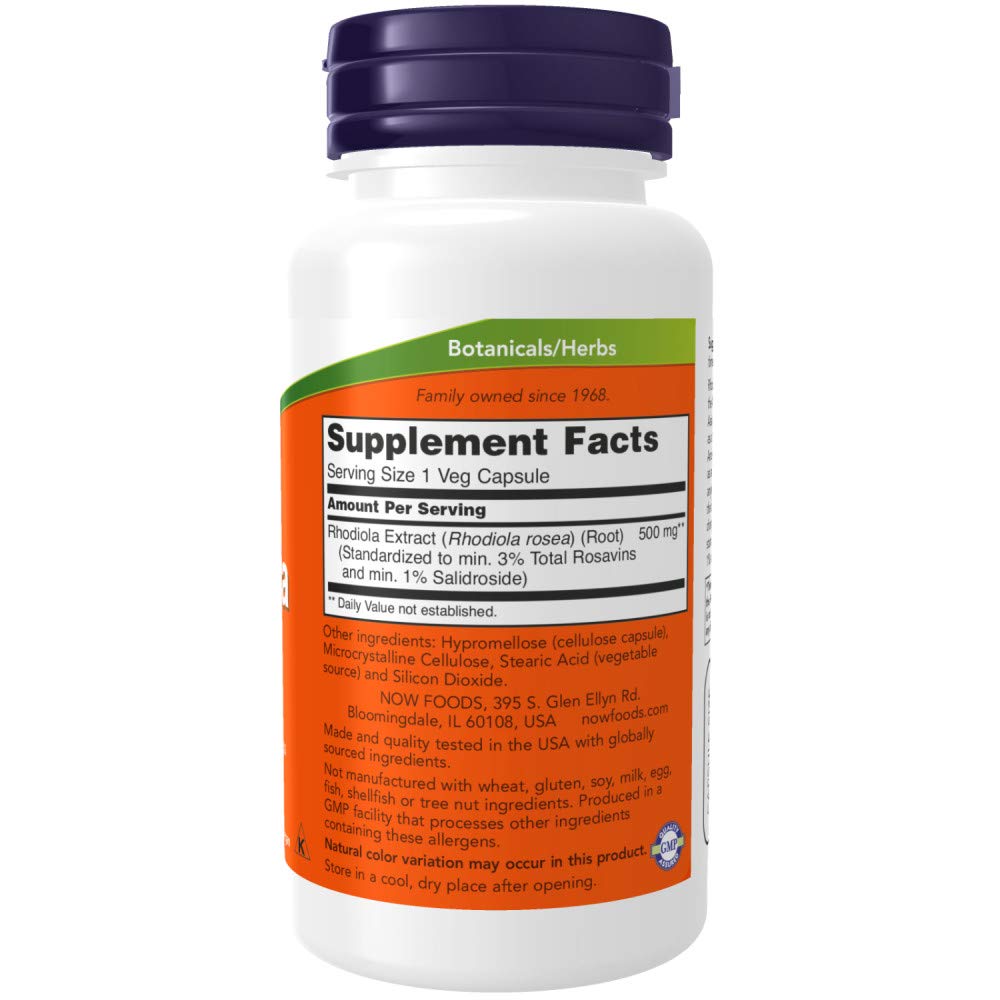 NOW Supplements, Rhodiola 500 mg, Helps Body Adapt to Stress of Daily Life*, Adaptogenic