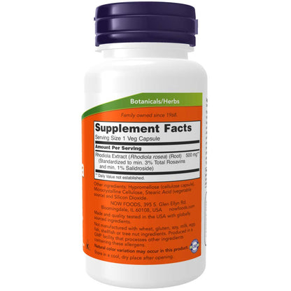 NOW Supplements, Rhodiola 500 mg, Helps Body Adapt to Stress of Daily Life*, Adaptogenic