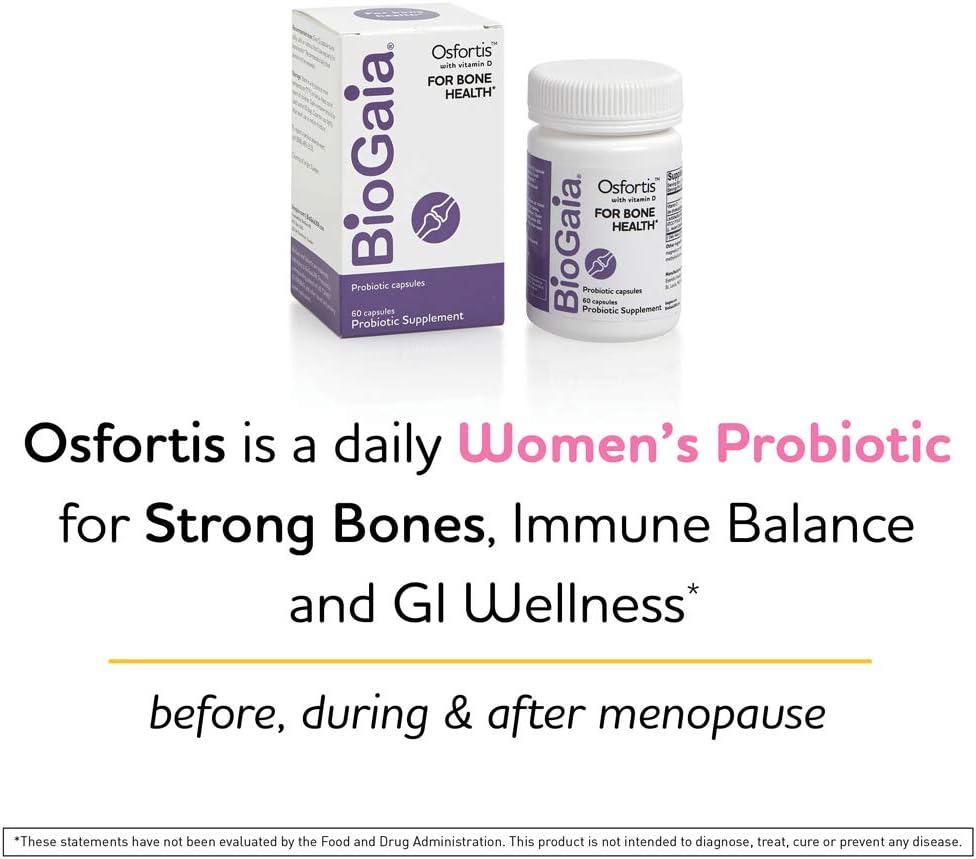 BioGaia Osfortis, Women’s Probiotic for Strong Bones, Immune Balance & GI Wellness, Contains L. reuteri 6475, 60 Capsules, 1 Pack