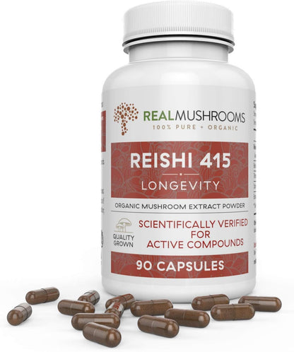 Reishi 415 Longevity Capsules (90ct), Turkey Tail Mushroom Extract Immune Support (90ct), Chaga Extract Mushroom Supplement (120 caps)