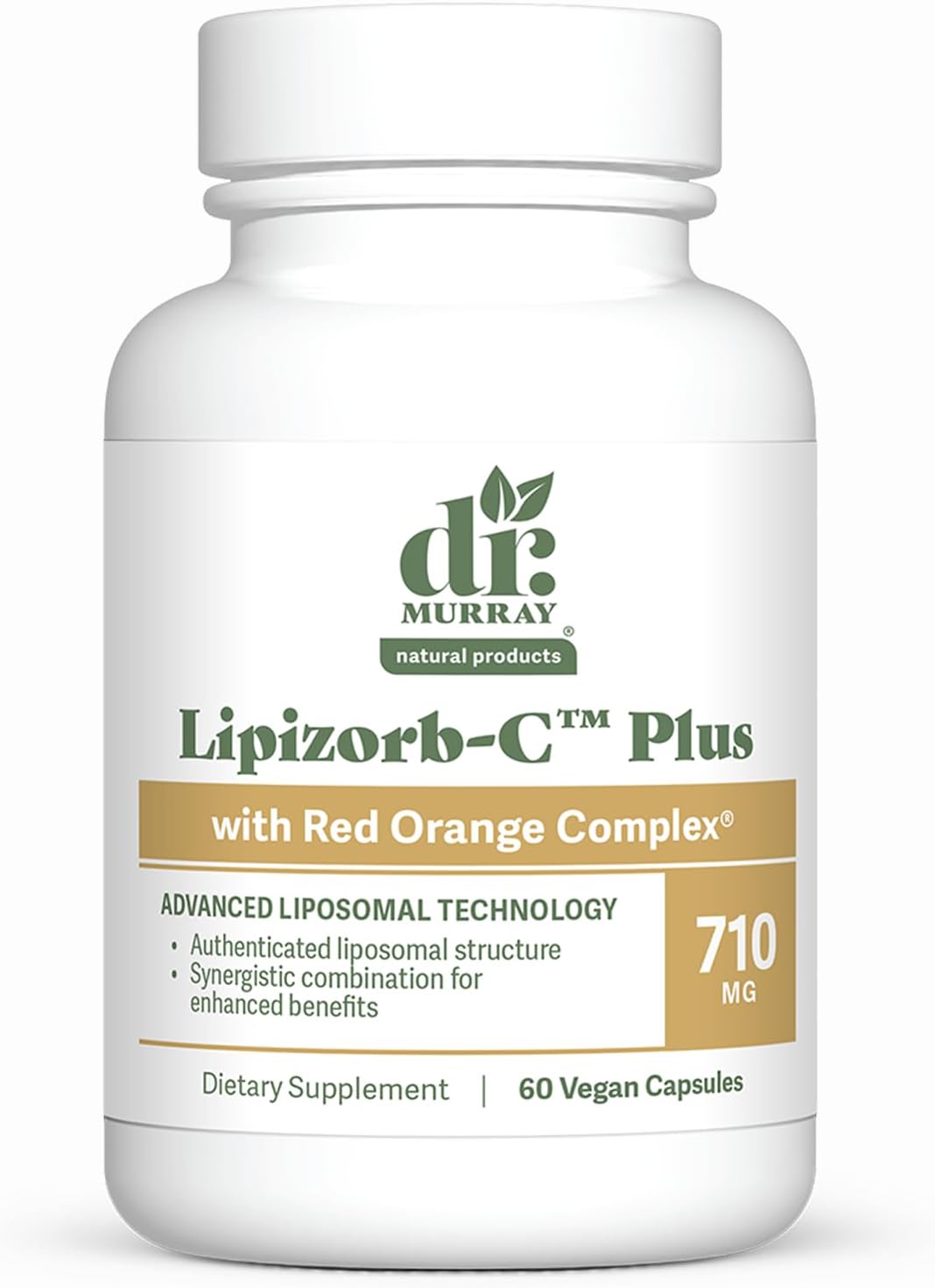 Dr. Murray's Lipizorb C Plus with Red Orange Complex - Liposomal Vitamin C | Antioxidant Support | Immune Defense | Vegan | 60 Capsules