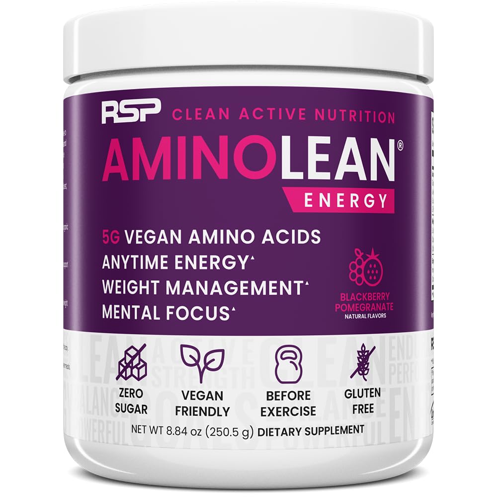 AminoLean Pre Workout Powder & Natural Amino Energy with Vegan BCAA + EAA | Jitter-Free Preworkout Energy from Green Tea + Amino Acids & Weight Management for Women & Men - Vegan, Zero Sugar, No Crash
