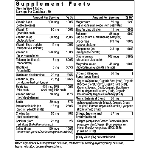 Rainbow Light Mens One High Potency Daily Multivitamin, Vegetarian, 150 ct., Package
