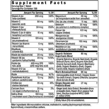 Rainbow Light Mens One High Potency Daily Multivitamin, Vegetarian, 150 ct., Package