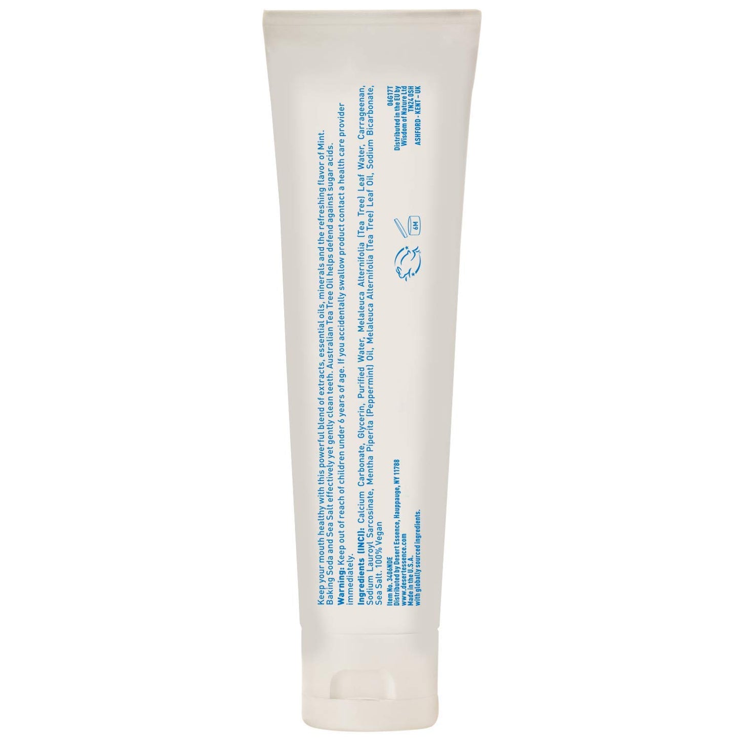 Desert Essence Tea Tree Oil Toothpaste - Mint - 6.25 Ounce - Refreshing Taste - Deep Cleans Teeth & Gums - Helps Fight Plaque - Sea Salt - Pure Essential Oil - Baking Soda - Promotes Healthy Mouth