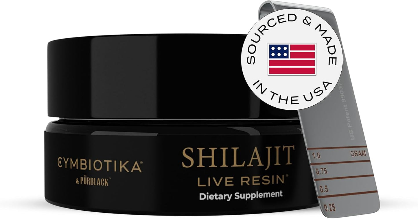 CYMBIOTIKA Pure Shilajit Resin, 84+ Minerals for Energy & Focus | Himalayan Black Gold resin with fulvic acid, gold & 84+ trace minerals for energy, focus & immune support. 15g jar.