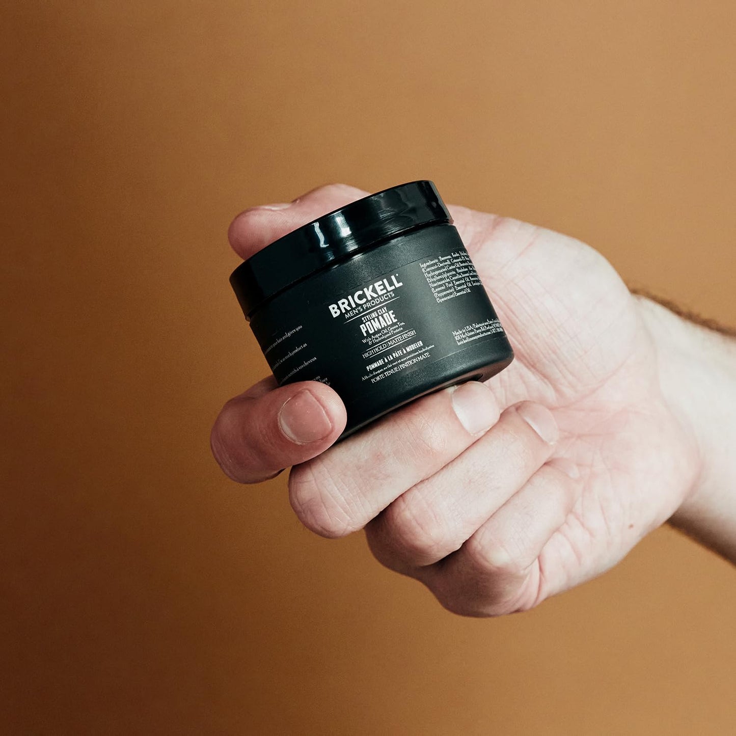 Brickell Men's Products Hair Styling Clay Pomade For Men, Strong Hold & Matte Finish, Product for Modern Hairstyles, With Argan Oil, Niacinamide, and Hydrolyzed Protein, 2 Ounces, Scented