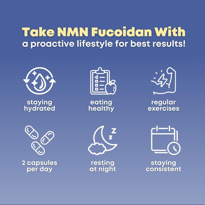 NMN 500mg & Fucoidan with Trans Resveratrol, Liposomal Vitamin C, Chaga, Reishi, Maitake Mushroom Extract - NAD+, Mitochondrial, Healthy Aging Support - 60 Capsules, Non GMO, Gluten Free Supplement