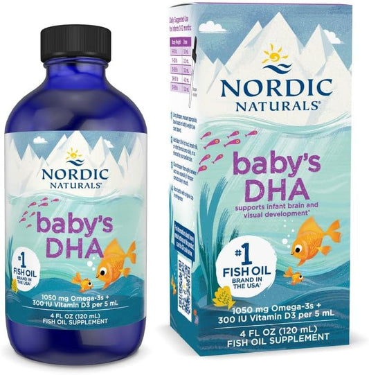Nordic Naturals Baby’s DHA, 1050 mg Omega-3 + 300 IU Vitamin D3-4 oz | Supports Brain, Vision & Nervous System Development in Babies - Non-GMO - Servings May Vary