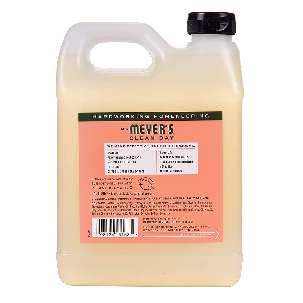 Mrs. Meyer's Hand Soap Refill, Made with Essential Oils, Biodegradable Formula, Geranium