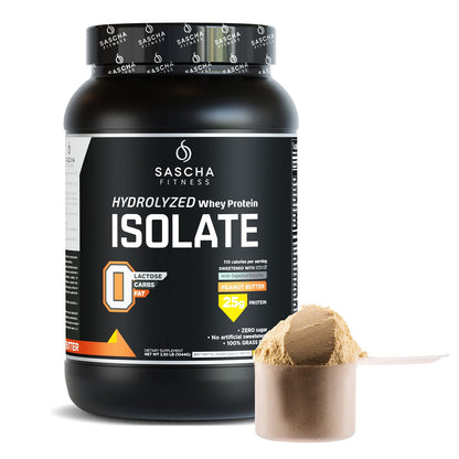 SASCHA FITNESS Hydrolyzed Whey Protein Isolate,100% Grass-Fed ,2.3 Pounds