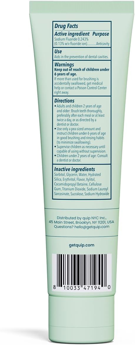 quip Daily Strengthening Anticavity Toothpaste, Mint 3.5oz, 3 Pack