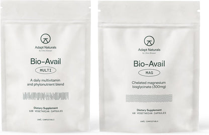 Adapt Naturals Daily Wellness Bundle – Bio-Avail Multivitamin & Magnesium Glycinate Supplement for Men & Women – 30-Day Supply