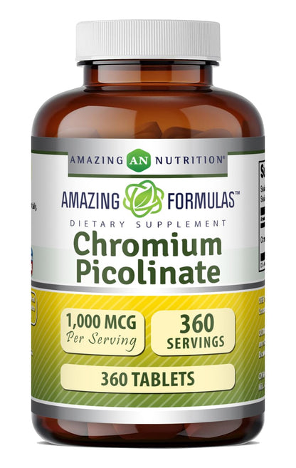 Amazing Formulas Chromium Picolinate 1000 Mcg | Tablets Supplement | Non-GMO | Gluten-Free | Made in USA (120 Count, 1 Pack)