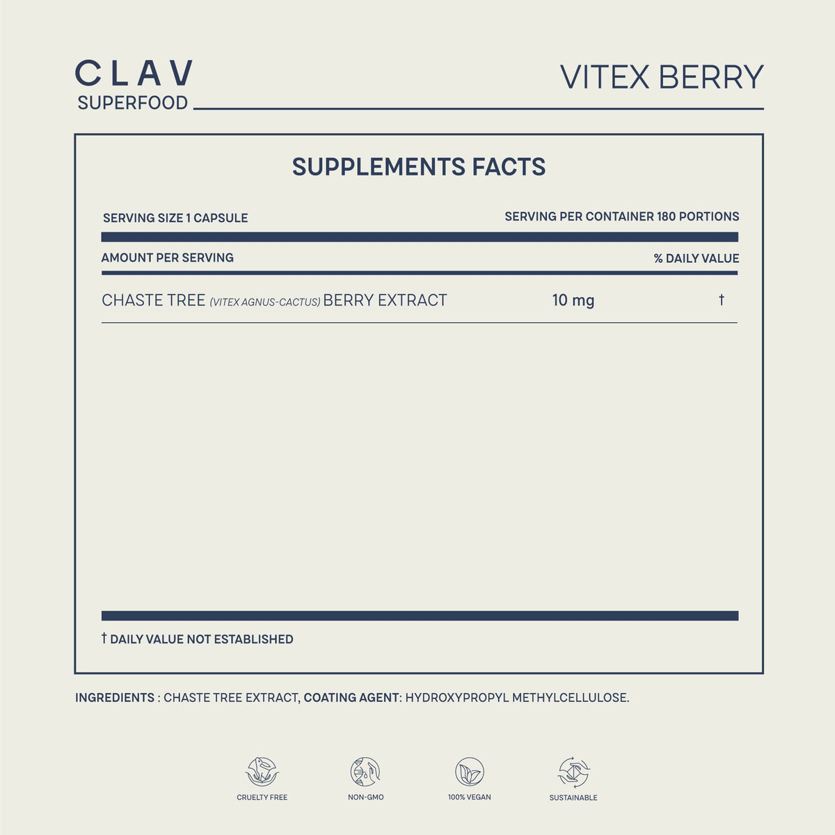 Vitex Berry - Premium Chasteberry 4:1 Extract (Vitex Agnus Castus) - Menopause & PMS Support