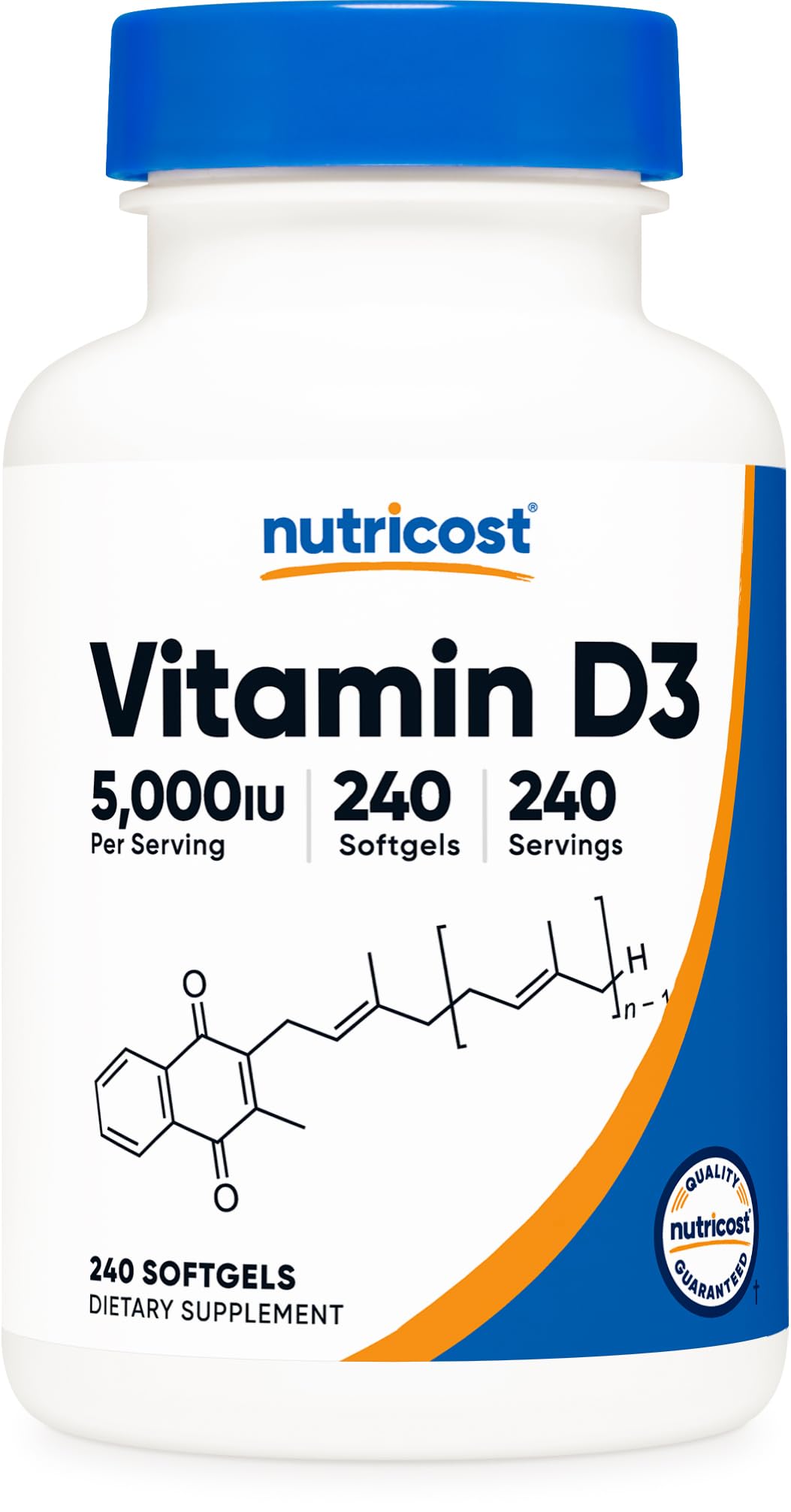 Nutricost Vitamin D3 5,000 IU (125mcg), 240 Softgels, GMO-Free | Gluten Free Vitamin D