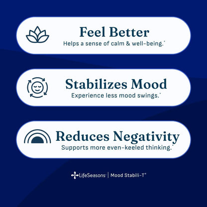 LifeSeasons Mood Stabili-T Emotional Support & Balance Supplement with Saffron, Rhodiola, L-Theanine, 5-HTP & Ginkgo – Calm Focus, Stress Support & Positive Mood – 60 Veg Capsules