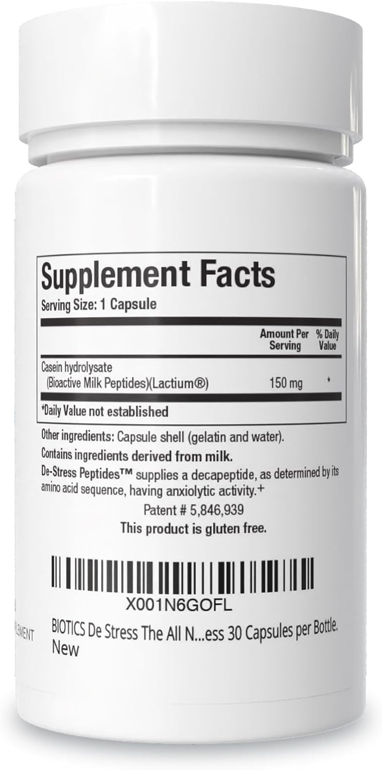 BIOTICS RESEARCH De-Stress Patented Nutrient Designed to Support Calmness, Healthy Sleep Habits, All-Natural Supports Mental Wellness & Calm. 30 Capsules