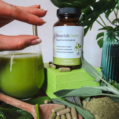 SPRIGS NourishGreen Detoxification Supplement, 120 Capsules | Natural Organic Herbs & Greens for a Daily Detox to Support Your Liver & Mitochondria | Balance Your Body's Internal Environment