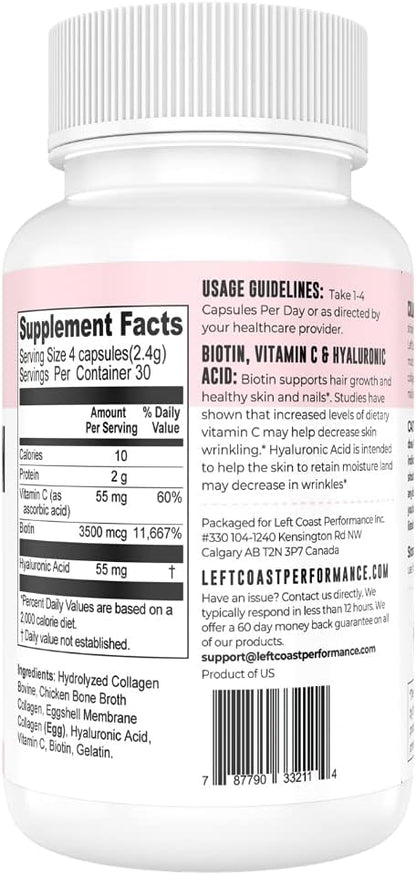 Left Coast Performance Beef Organ Complex Capsules, 180 Count + Multi Collagen Capsule, 120 Count